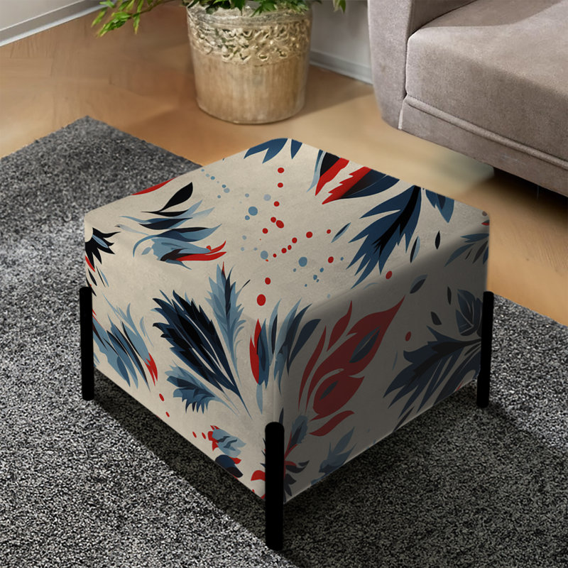 Bleu Ikat Tribe Blend Fuse - repose-pieds carré Ikat