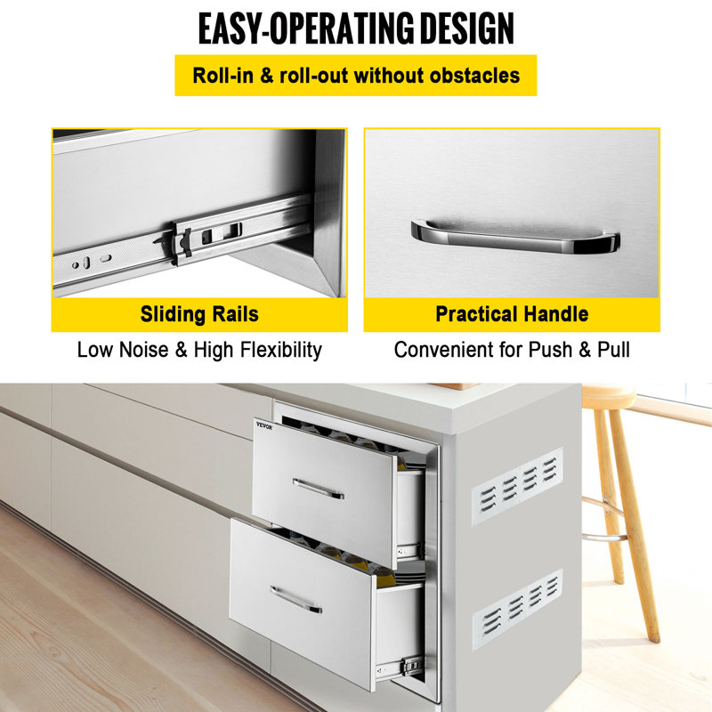 14'' Stainless Steel Drop-In Drawers
