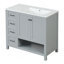 Meuble-lavabo 36 po avec comptoir d'évier, meuble-lavabo avec deux portes et deux tiroirs, bois, tablette ouverte, panneaux de fibres à densité moyenne, un paquet, gris-445561899