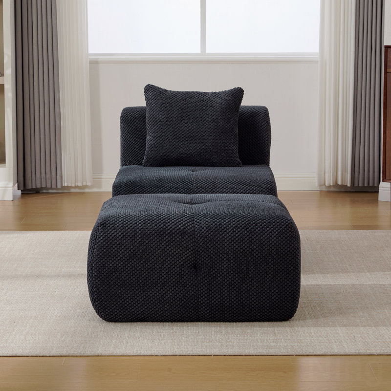 Fauteuil d'appoint sans accoudoir avec repose-pieds, Gris anthracite