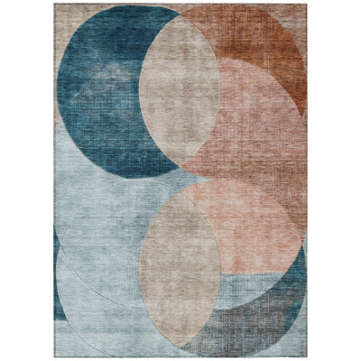 Henry Orange Washable Indoor-Outdoor Rug - 