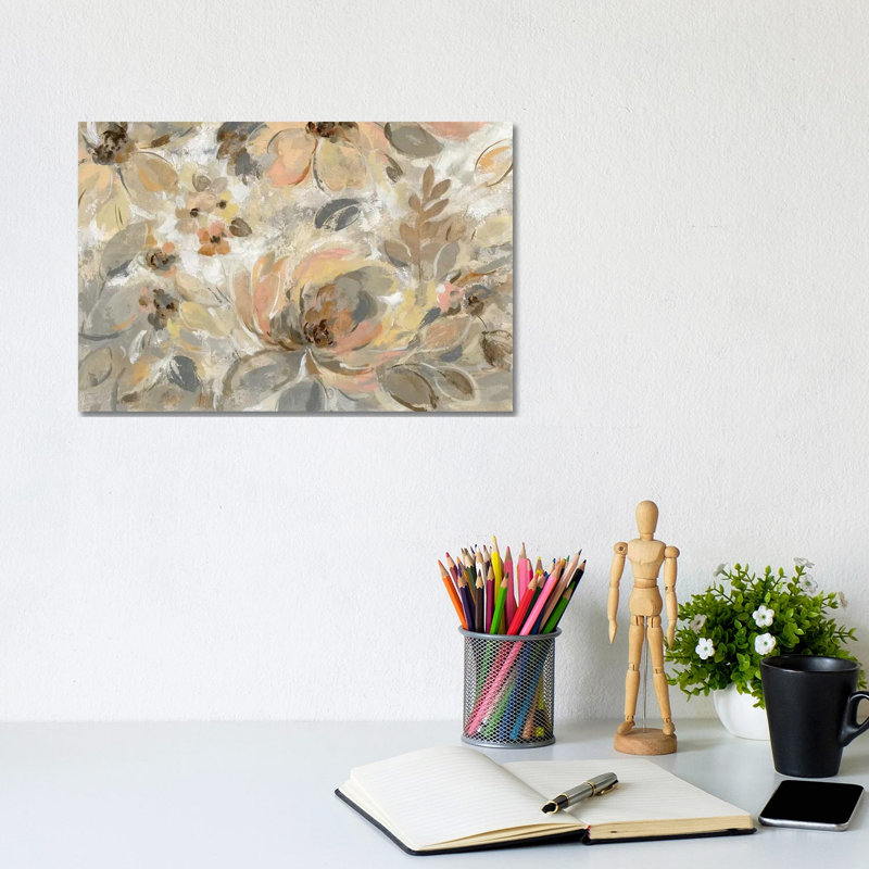 Ivory Floral by Silvia Vassileva - Wrapped Canvas Painting, 20.32 cm H x 30.48 cm W