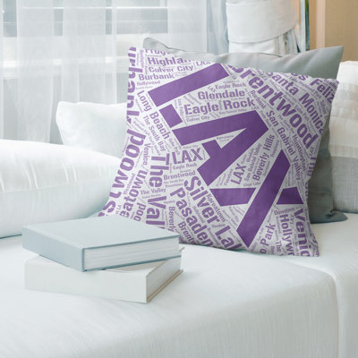 California Districts Word Art Leather Throw Pillow Cover