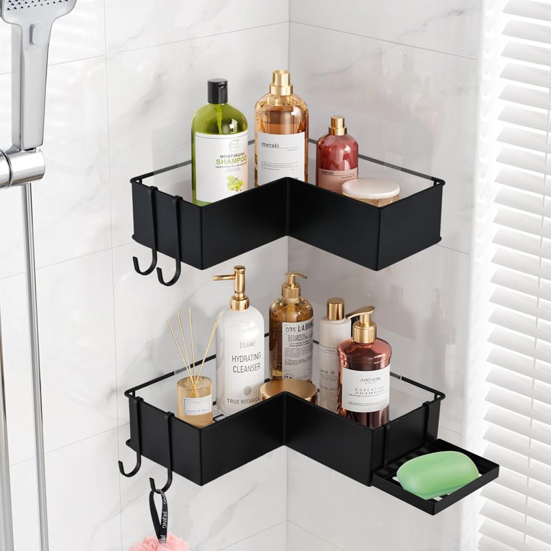 Ensemble de 2 paniers de douche en coin avec porte-savon et 4 crochets