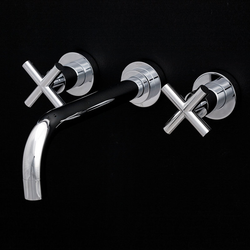 Cigno Wall Mounted Bathroom Faucet, Polished Chrome, 1 GPM, Cross Handle