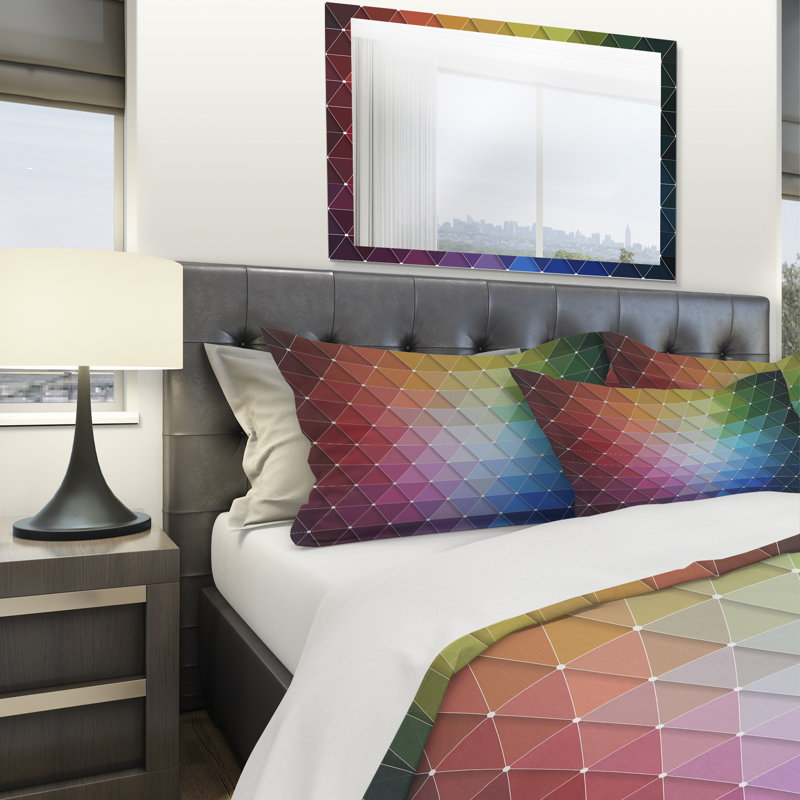 Ensemble de housse de couette triangulaire designart arc-en-ciel, Housse de couette très grand + 2 taies décoratives