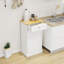 Armoire poubelle multi-fonctionnelle en MDF blanc avec rangement inclinable E1, idéale pour l'organisation de la cuisine et de la salle de lavage.-118512195