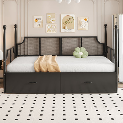 Metal Storage Bed Frame 90 x 200 cm