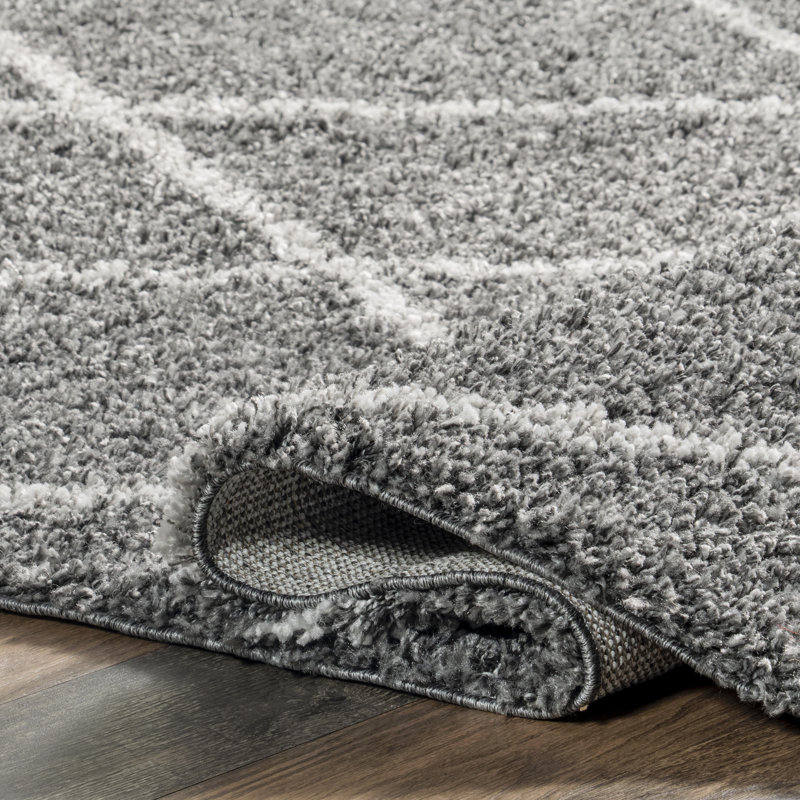 Callum Moroccan Shag Power Loom Performance Gray Rug, Runner 2'6" x 12'