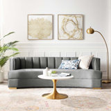 Encompass Velvet Curved 85'' Tuxedo Arm Sofa