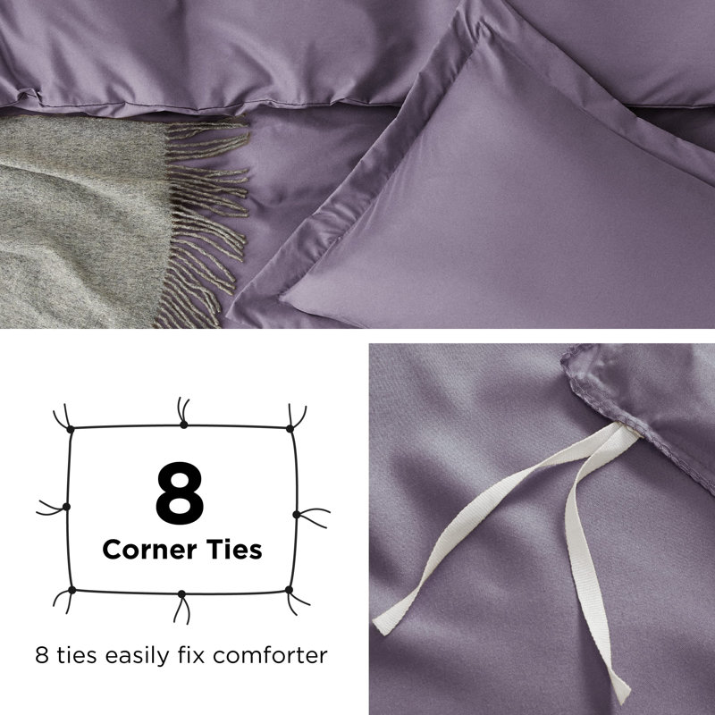 Bedsure Grayish Purple Duvet Cover Queen Size - Soft Double Brushed Bedding Set for Kids & Adults（Set of 3）, Grayish Purple
