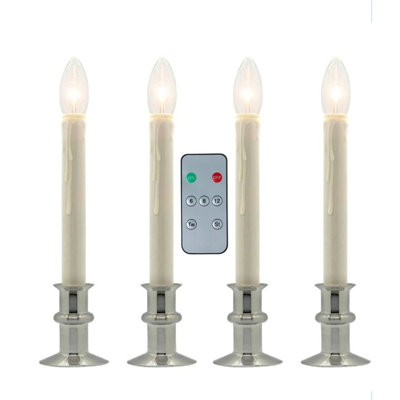 Battery Operated Window Hugger Candles With Remote Set of 4