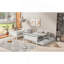 Lit simple superposé au dessus d'un lit double avec échelle, lit gigogne simple, barrière de sécurité-2139844219