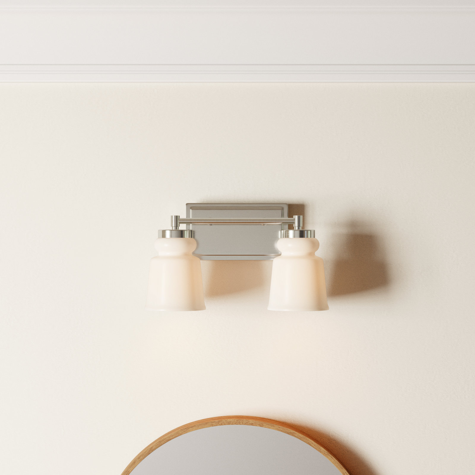 Gulliver 2 Light Frosted Dimmable Vanity Light, Brushed Nickel