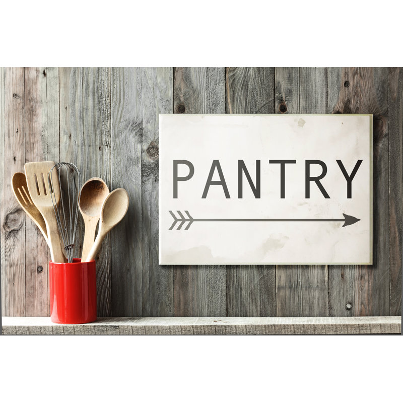 «Pantry Sign with Arrow» par Daphne Polselli, reproduction d'art textuel sur toile, H 10 po x l 15 po, Plaque murale