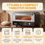 Four à pizza portatif de 1 700 W pour l'intérieur et l'extérieur, avec une température maximale de 400 °C (750 °F) et 6 programmes prédéfinis. Pierre à pizza et pelle incluses.