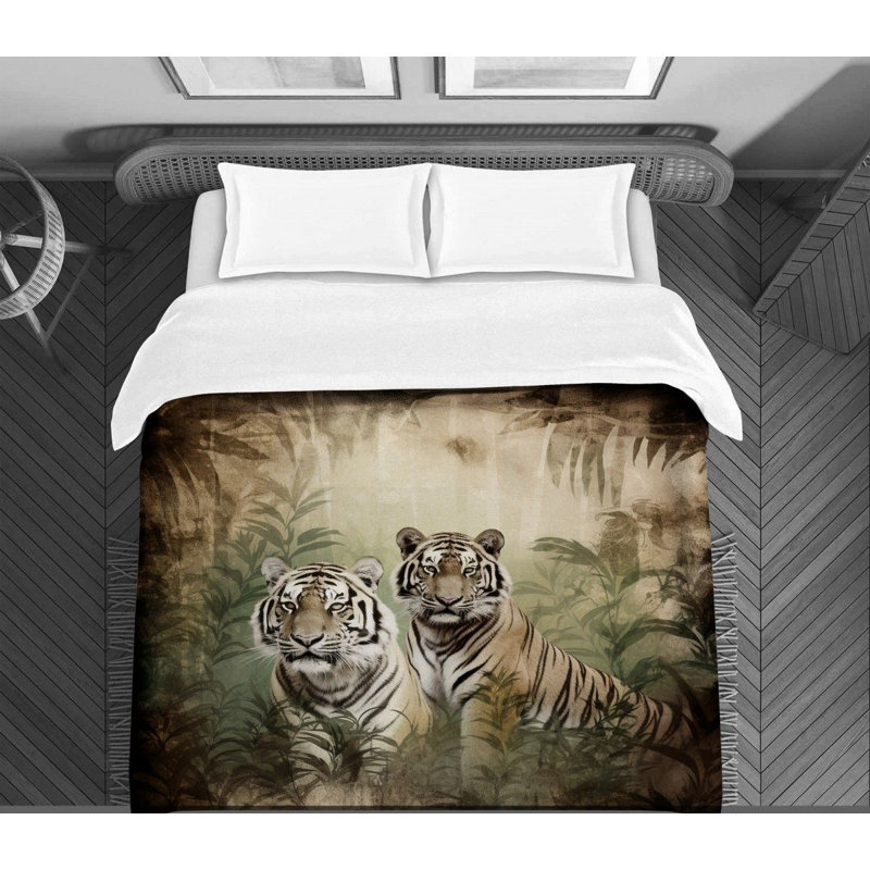 Tiger Animals Brown Comforter, Twin Extra Long Comforter