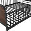 Full Size Metal Platform Bed Frame With Light, Kids Full Metal Bed With Upholstered And Storage Headboard, Black