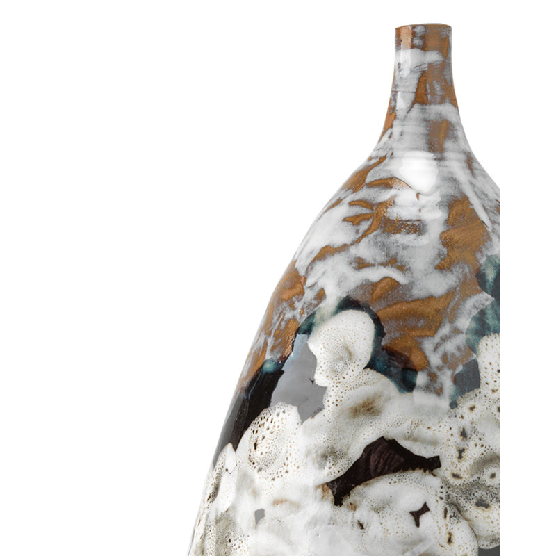 Handcrafted Multicolor Abstract Ceramic Urn Table Vase