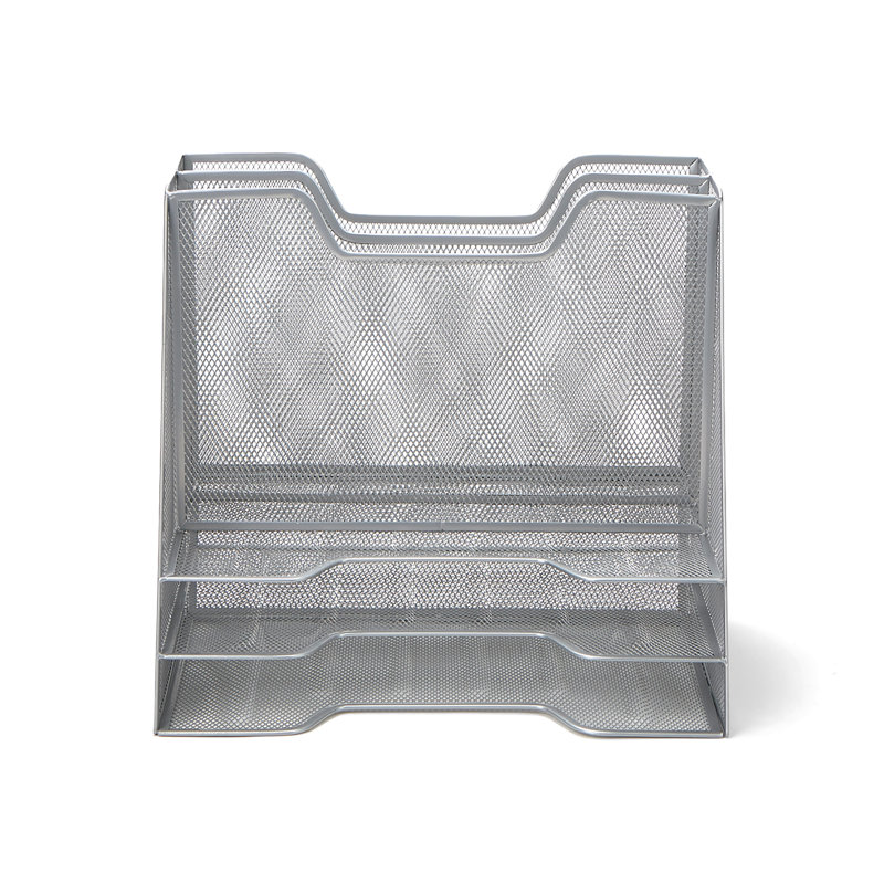 Silver Mesh 5-Compartment Desktop Organizer with 3 Tiers
