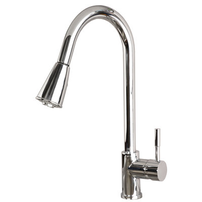 Contemporary 16" Pull-Down Spray Kitchen Sink Faucet Chrome Finish