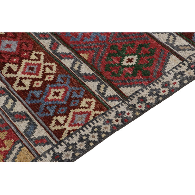 Burano Hand Knotted Wool Geometric Area Rug, Rectangle 4' x 6'