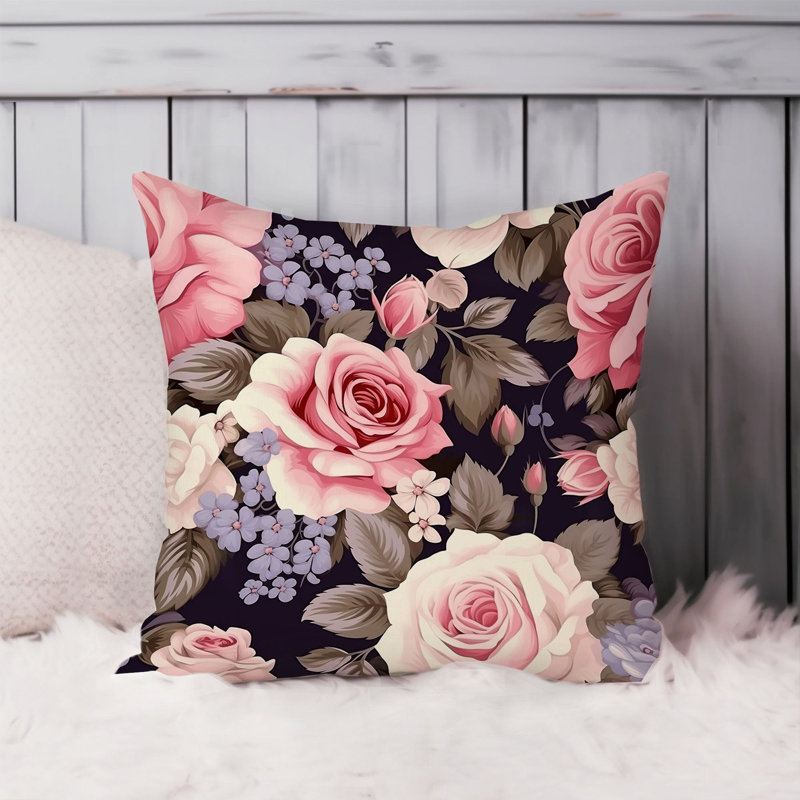 Floral Rose Flowers Pattern V Classic, 16"H x 16"W