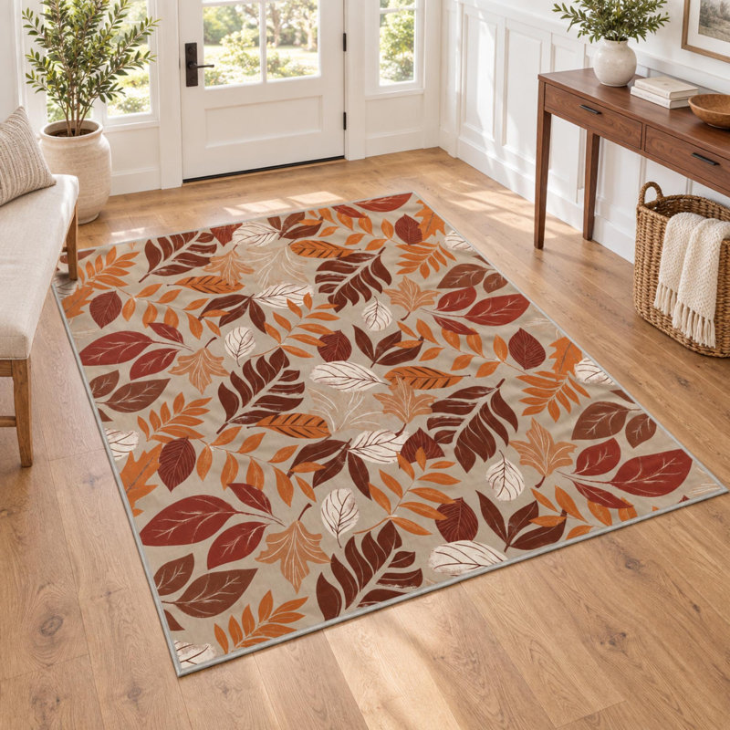 5' x 7' Maple Leaf Fall Washable Area Rug