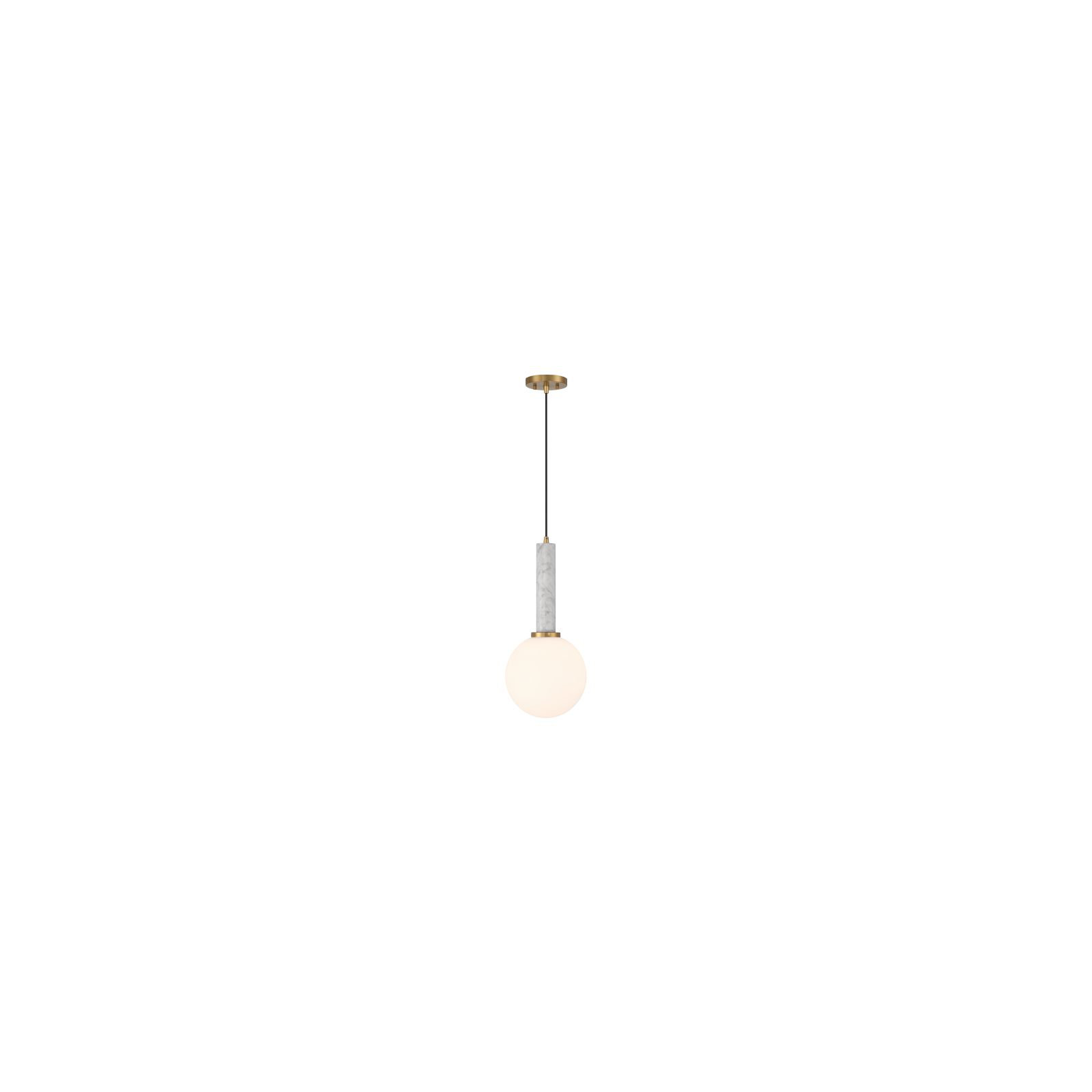 Romania 1-Light Pendant in Warm Brass, White/Brass