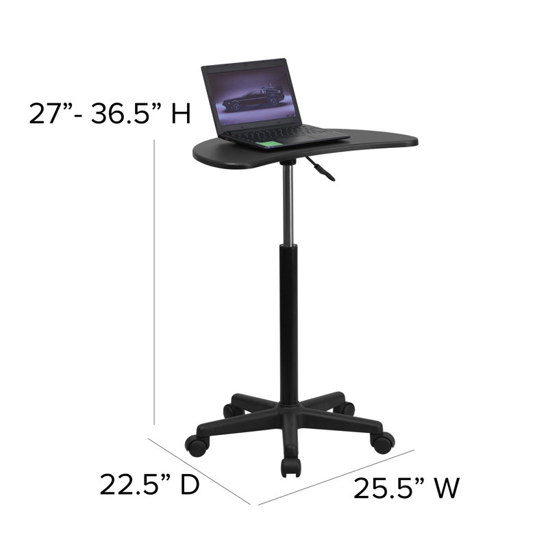 Black Adjustable Height Mobile Laptop Desk with Nylon Base