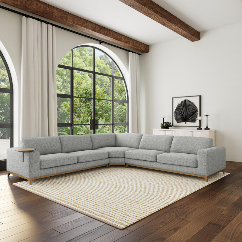 Donovan 3 - Piece Sectional, Gray Polyester Blend