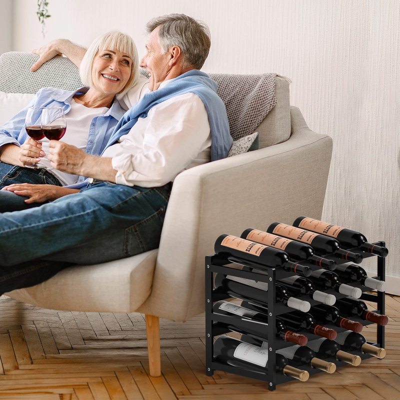 Ariellah 16 Bottle Tabletop Wine Bottle Rack, Black