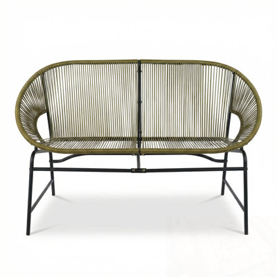 Outdoor Patio Loveseat with Metal Legs