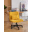 Chaise de bureau jaune à accoudoirs croisés en lin avec roulettes - Polyvalente pour le bureau personnel, la méditation et le maquillage-130589238-130589236