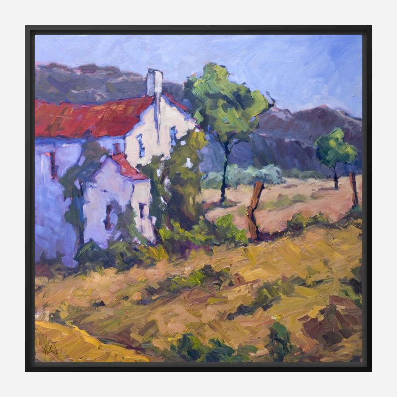 Italian Foothills by John Beard - Artist Enhanced Canvas Print, 26" H x 26" W x 2" D, Brown Floater Framed