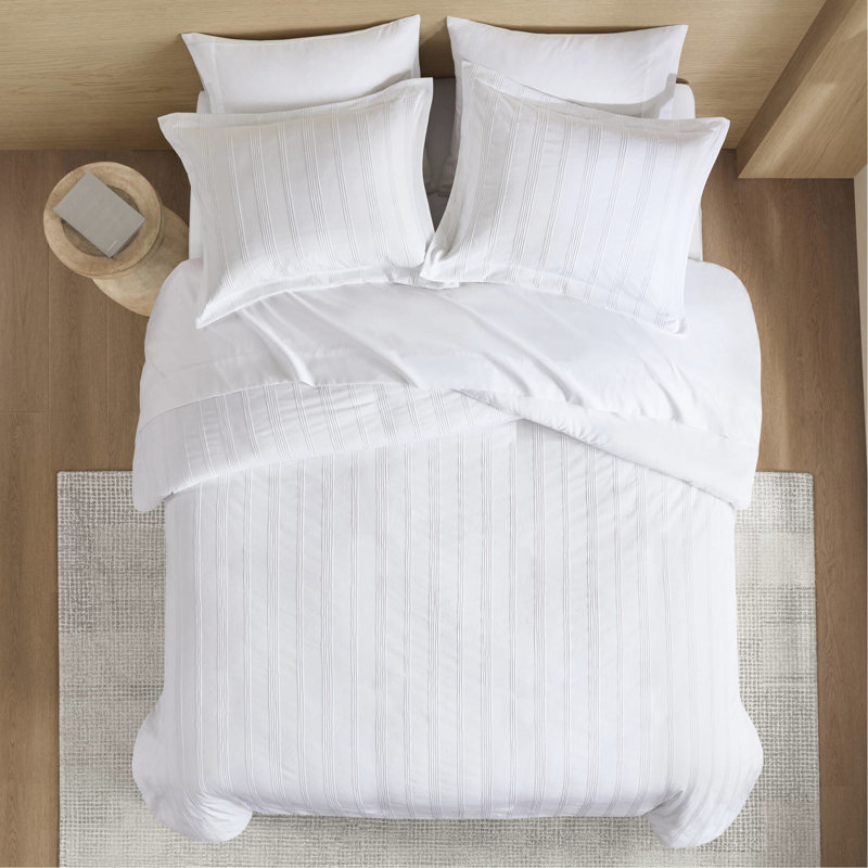 Housse de couette tissée à rayures avec enveloppe - Couvre-oreillers, confortable et élégante, simple à très grand, 3 pièces, toxine