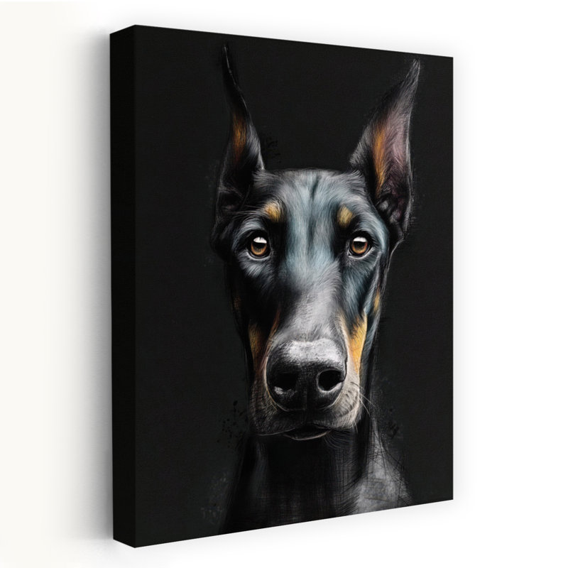 «Doberman Pinscher Dog», art mural contemporain, H 18 po x l 12 po