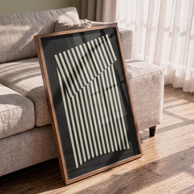 Abstract Striped Geometry Print by Other Artist, Framed Canvas, 24 × 36, Gold