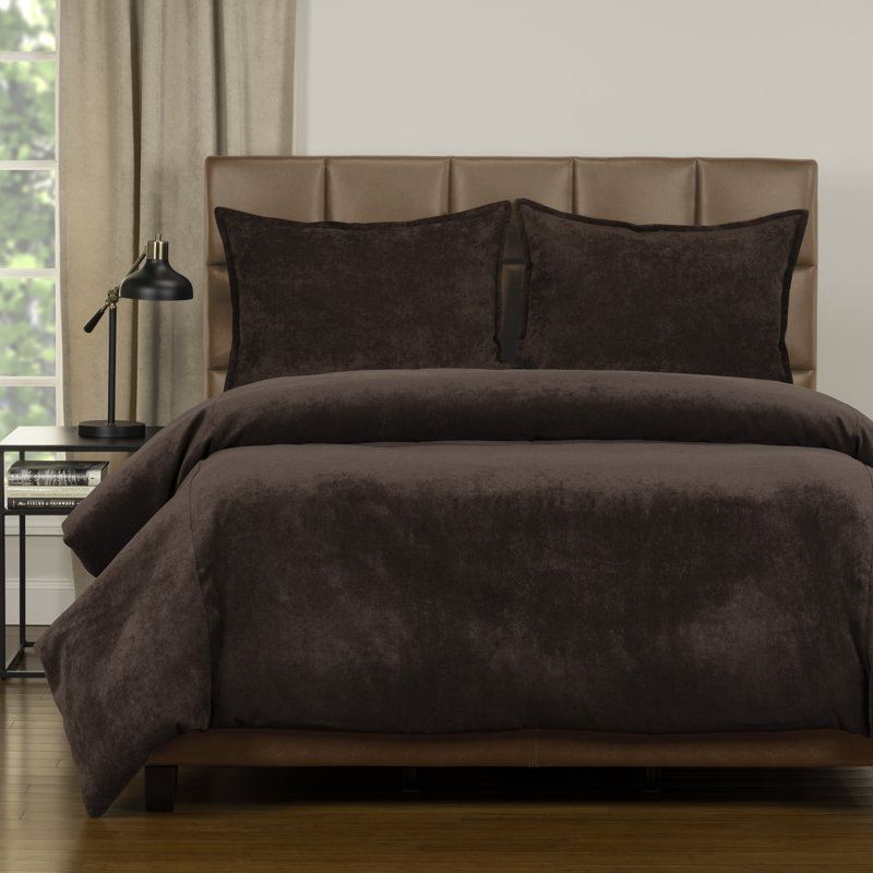 Polyester Channel Duvet Cover & Insert, Queen Duvet Cover + 2 Shams, Coffee Bean