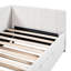 Lit de jour rembourré en lin beige avec lit gigogne simple, sans sommier tapissier