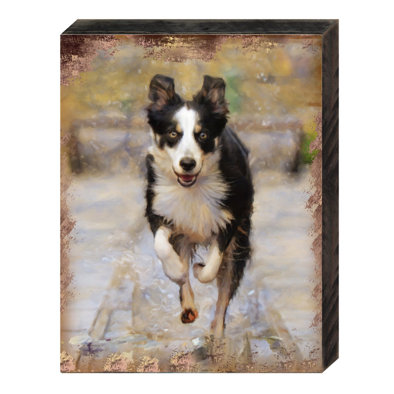 Bloc de bois pour chien qui court, H 5,5 po x l 7 po x P 1 po