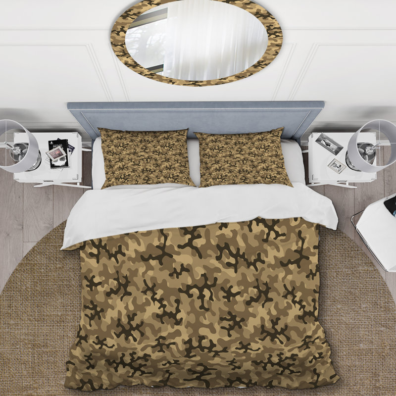 Soldier Brown Camouflage Polyester Camouflage Duvet Cover