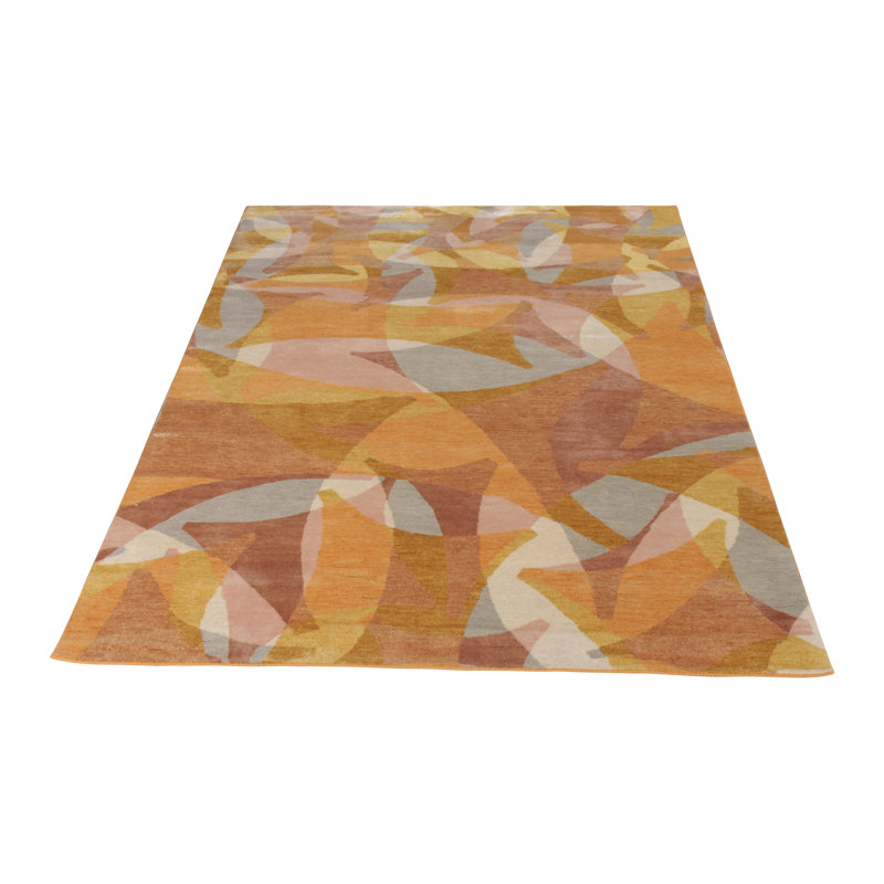 Hand Knotted Wool Geometric Area Rug, Rectangle 10' x 14'