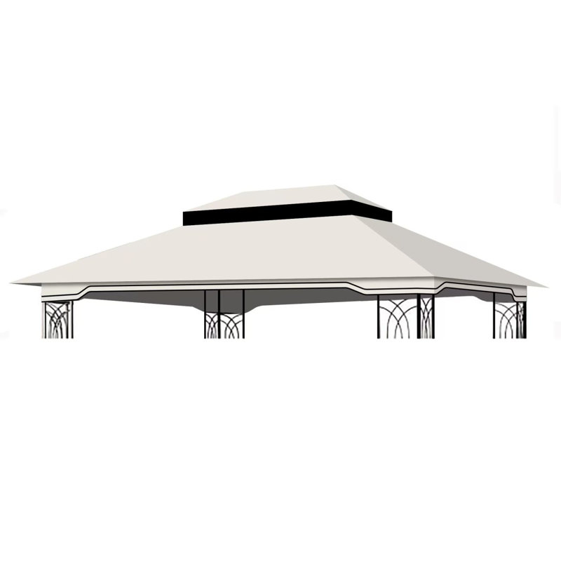 Auvent de remplacement pour abri de jardin d'extérieur 10 pi, toit de tente de pavillon à deux niveaux seulement (cadre non inclus)