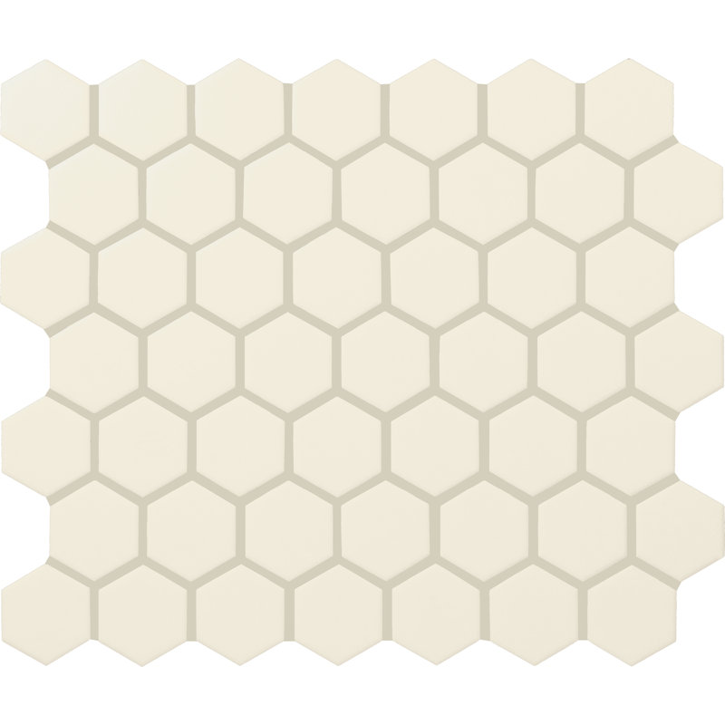 Color Wheel Mosaics 1.5" Hexagon Mosaic (Set of 12), Matte Biscuit