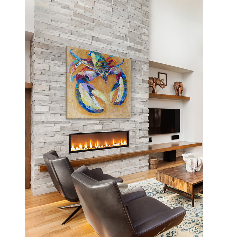 'Tropical Lobster' Painting Print on Wrapped Canvas, 122cm H x 122cm W x 3.81cm D