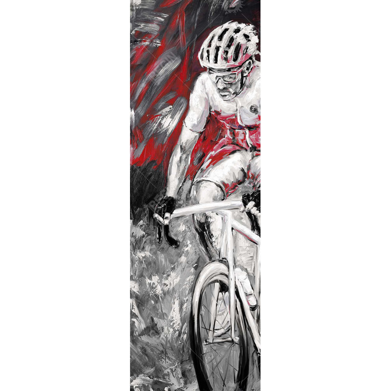 «Professional Red Cyclist», toile encadrée - décoration murale, H 49,25 po x l 17,25 po