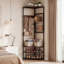 Portemanteau sur pied avec tablettes de rangement et crochets amovibles - brun-1514442753