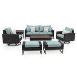 Milo Motion 7 Piece Rattan Sunbrella Sofa Set with Cushions