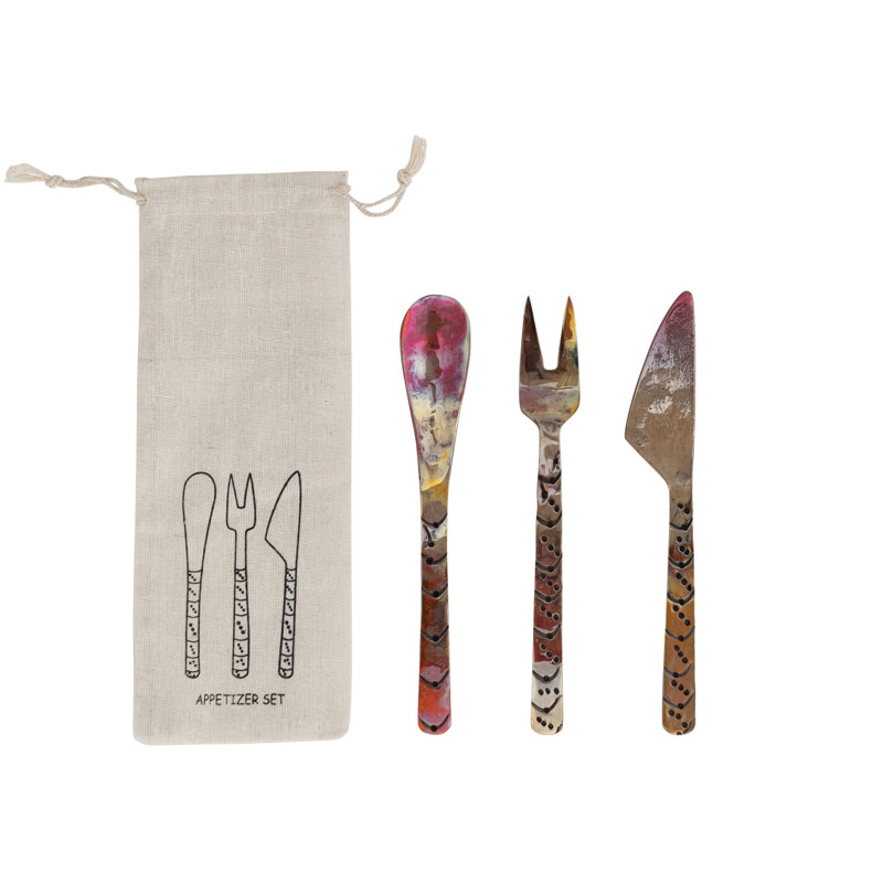 3-Piece Hand-Forged Copper Appetizer Set